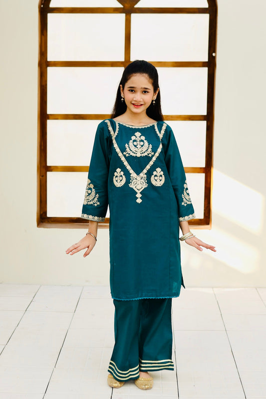 Sea Green Embroidered 2Pcs Suit KST 112