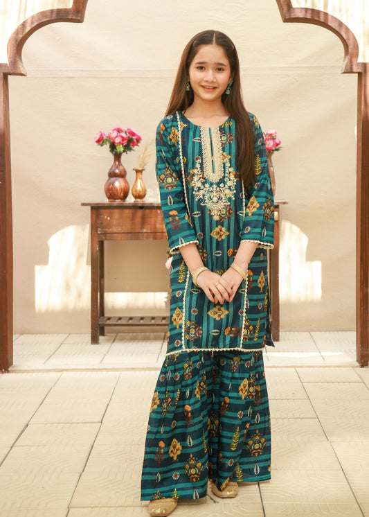 Sea Green 2pcs Gharara Set KST 151