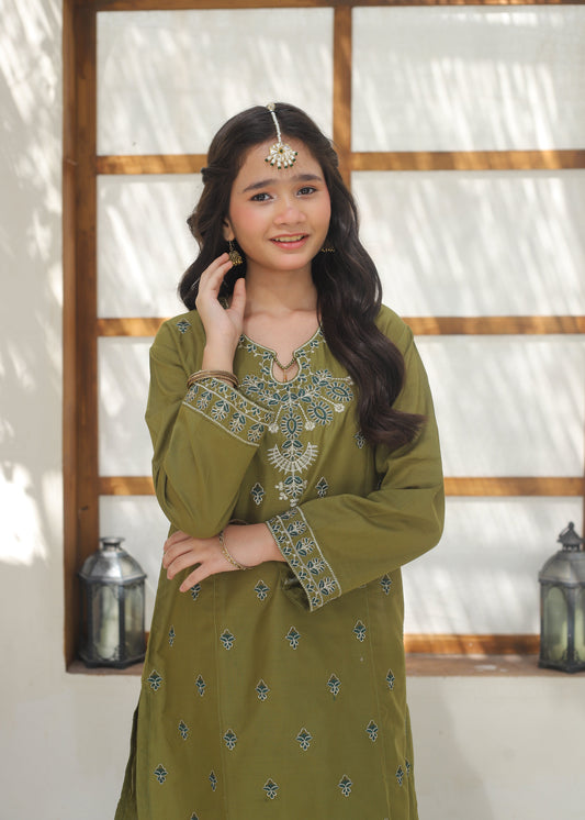 Olive Green Gharara Suit KST 146