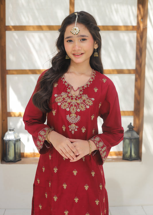 Maroon Gharara Suit KST 145