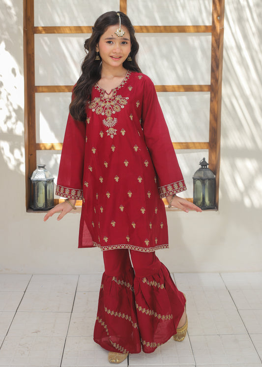 Maroon Gharara Suit KST 145