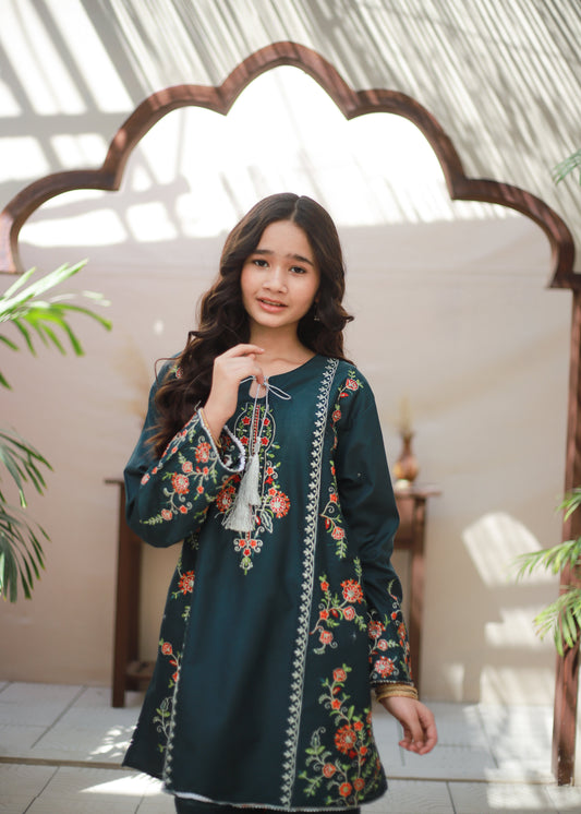 Bottle Green Shirt with Gharara KST 170