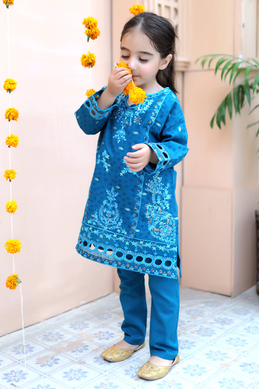 Blue Embroidered 2Pcs KST 074