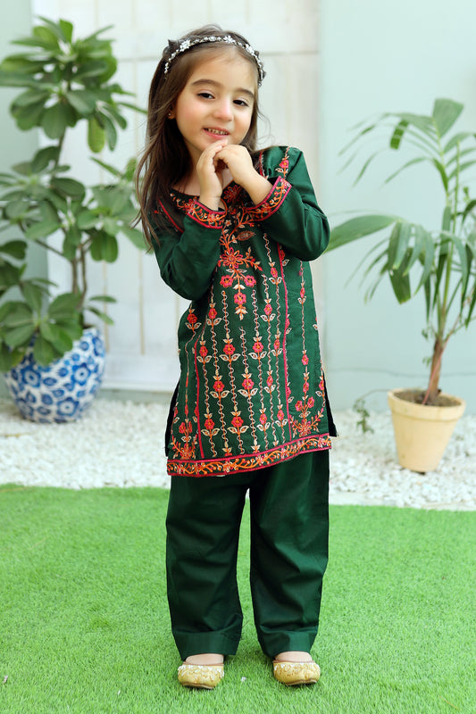 Dark Green Embroidered 2Pcs Suit KST 080