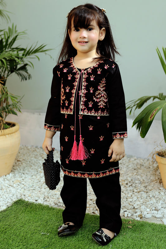 Vantablack Embroidered 2Pcs Suit KST 081