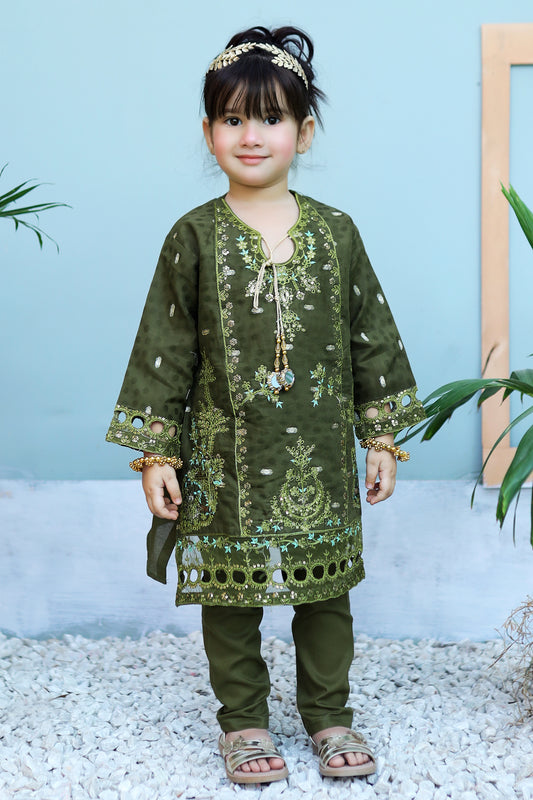 Apple Green Embroidered Gharara KST 088