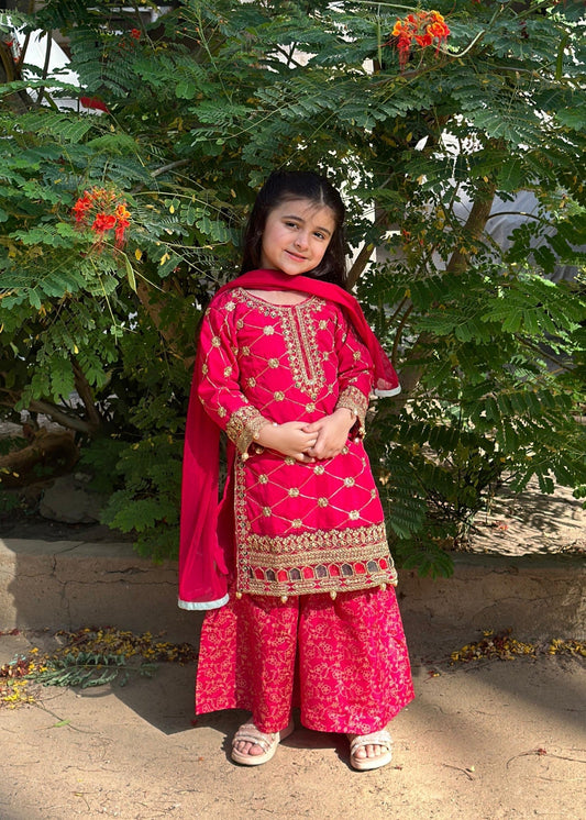 Shocking Pink Gharara-KG 017