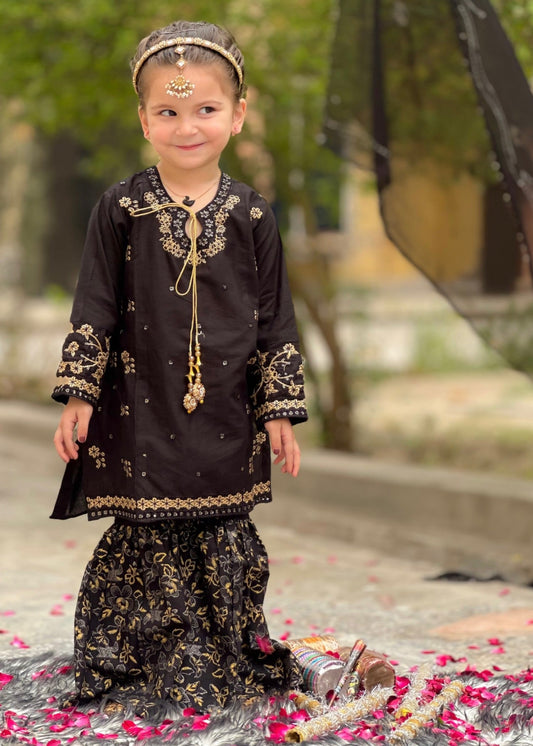Pitch Black Shirt with Gharara KST 168