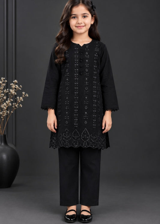 Black Embroidered 2Pcs Kurta Set KST 210
