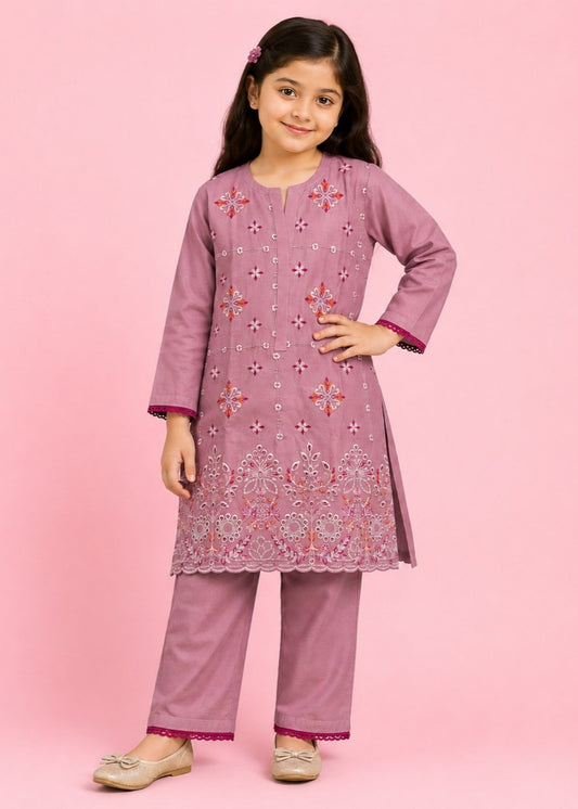 Pink Embroidered 2Pcs Kurta Set KST 222