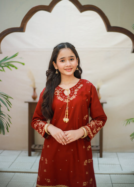 Cardinal Red Shirt with Gharara KST 167