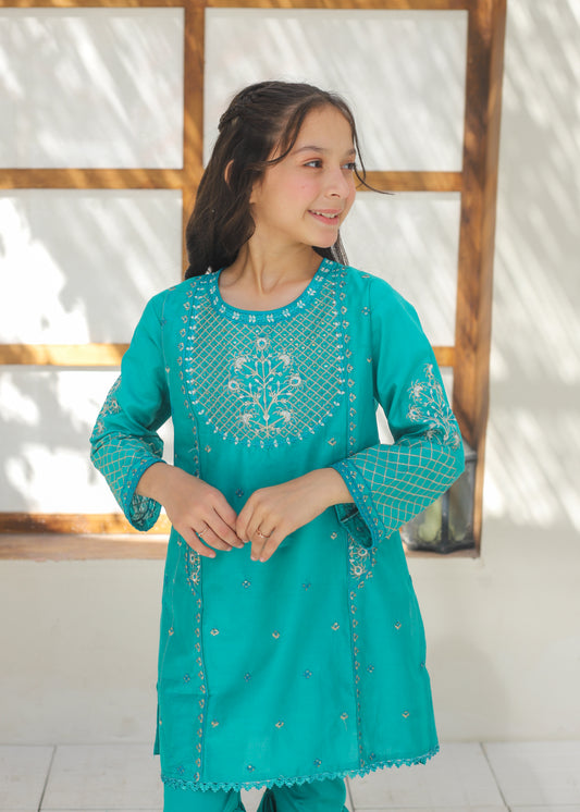 Turquoise Gharara Suit KST 139