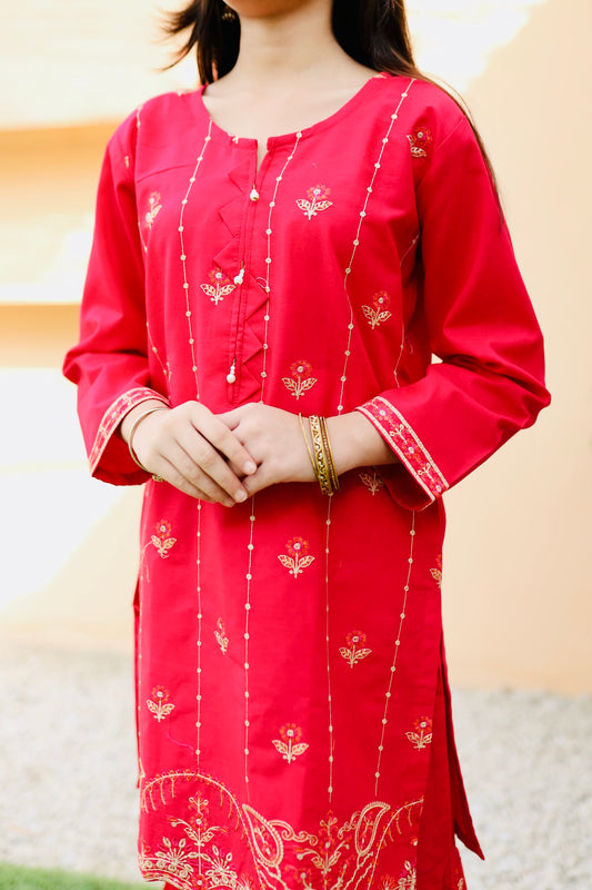 Deep Pink Embroidered Gharara KST 109