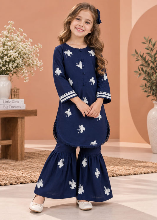 Moonlight Blue Embroidered Gharara KST 225