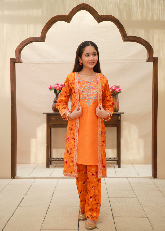 Pumpkin Orange Coat Style 2ps KST 153
