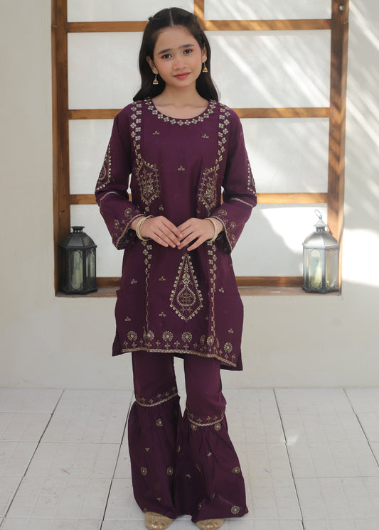 Plum Purple Gharara Suit KST 142
