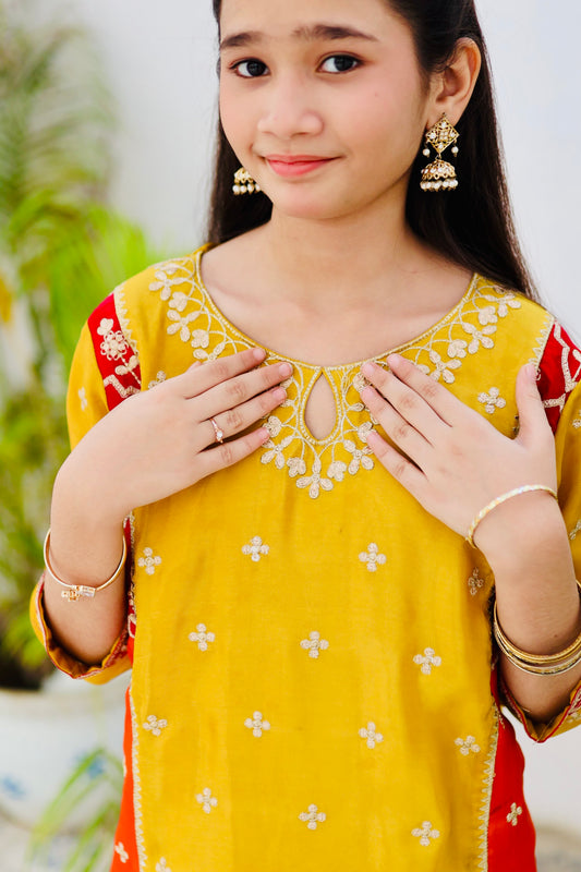 Yellow Multi Colour Gharara-KG 021