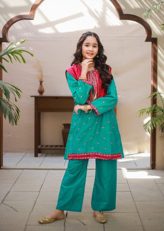 Aquamarine Blue Koti Style & Straight Trouser KST 163