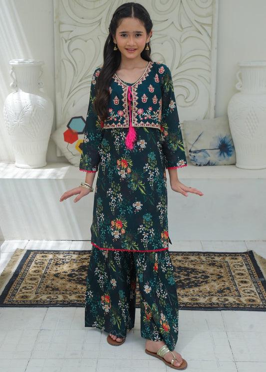 Bottle Green 2Pcs Koti Style With Gharara KST 199