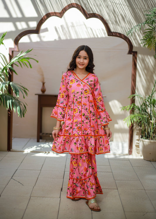 Carnation Pink Kurti & Gharara KST 174