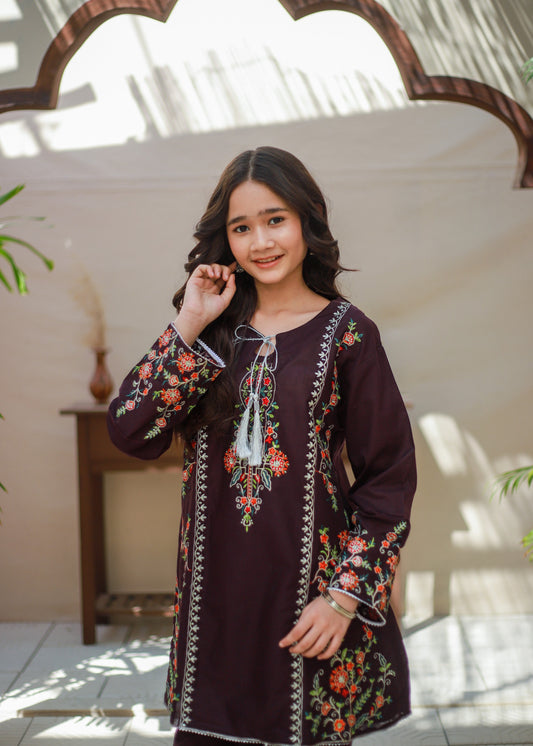 Egg Plant Shirt with Gharara KST 171