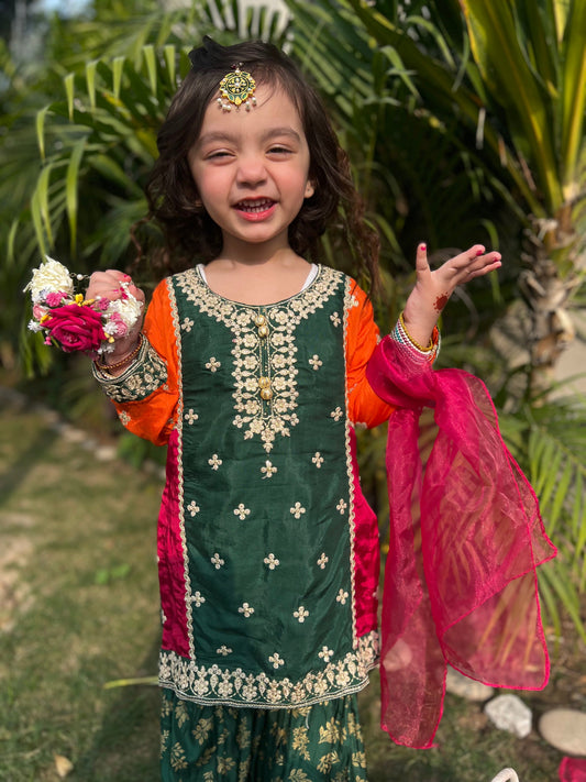 Green Multi Colour Gharara-KG 020