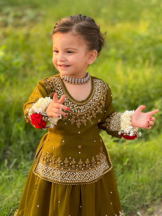 Mehendi Brown Gharara-KL 005