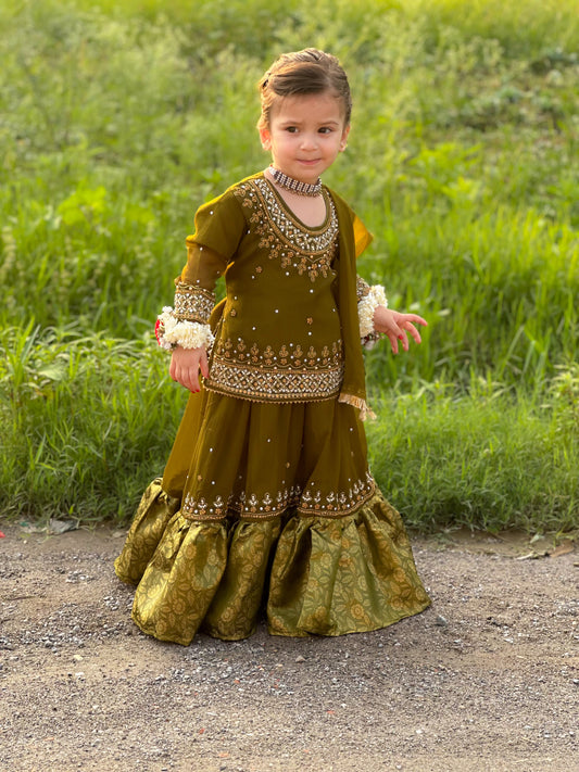 Mehendi Brown Gharara-KL 005