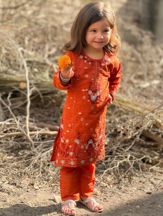 Rust Orange Embroidered KST 086