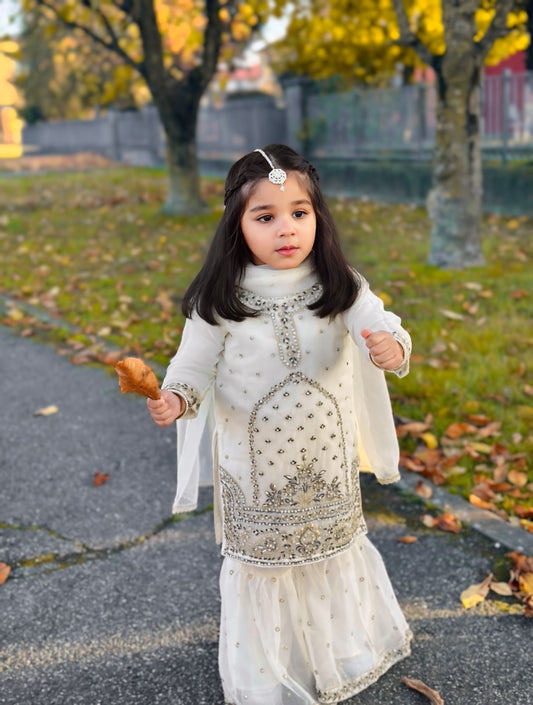 Cream White Gharara-KG 019