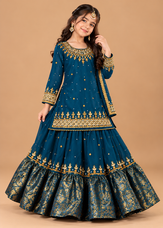 Peacock Blue Lehenga-KL 030