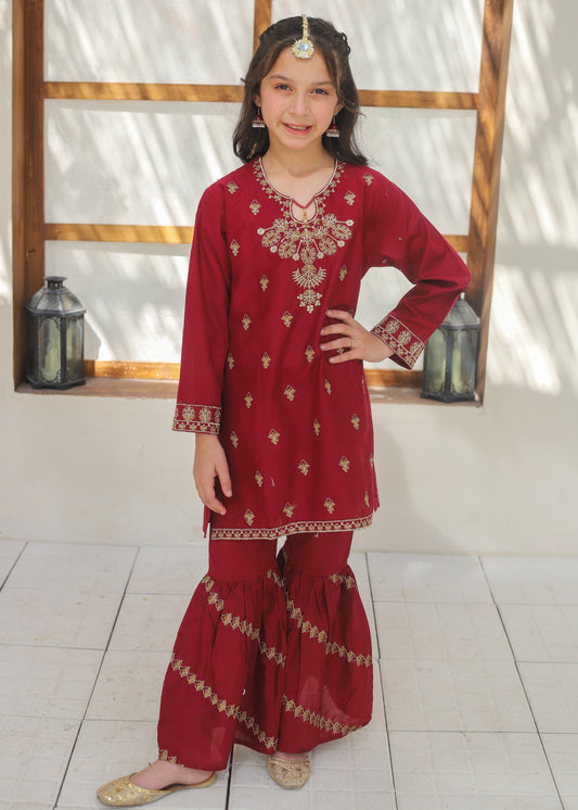 Maroon Gharara Suit KST 145