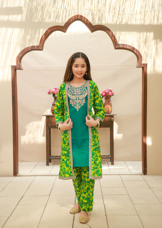 Neon Green Coat Style 2pcs KST 150