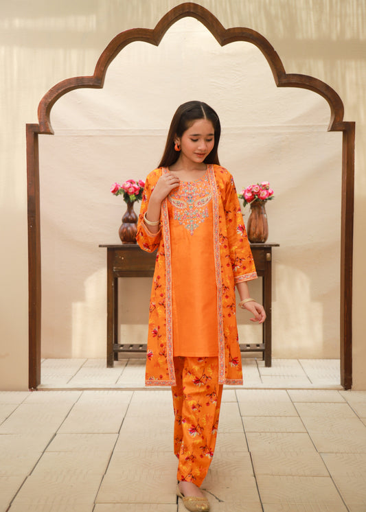 Pumpkin Orange Coat Style 2ps KST 153