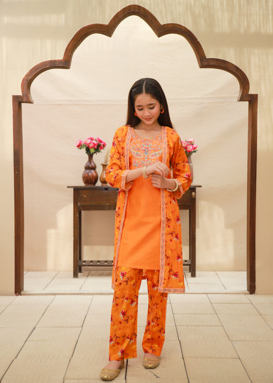 Pumpkin Orange Coat Style 2ps KST 153