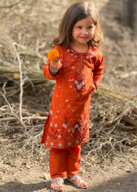 Rust Orange Embroidered KST 086