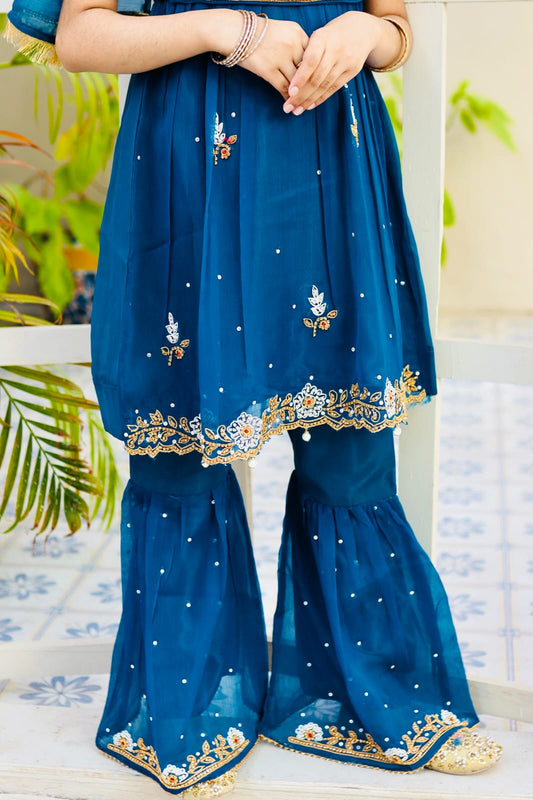 Cerulean Blue Peplum Gharara -KG 025