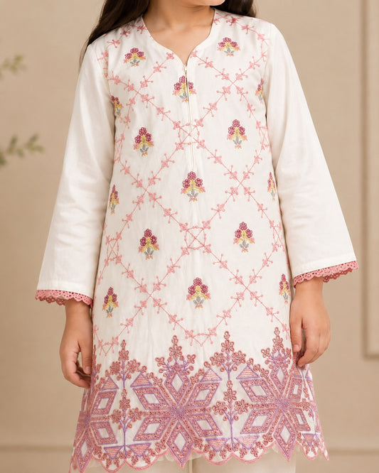 White Embroidered 2Pcs Kurta Set KST 212