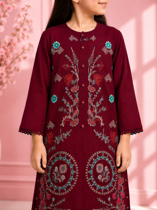 Maroon Embroidered 2Pcs Kurta Set KST 213
