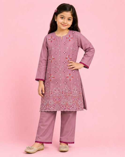Pink Embroidered 2Pcs Kurta Set KST 222