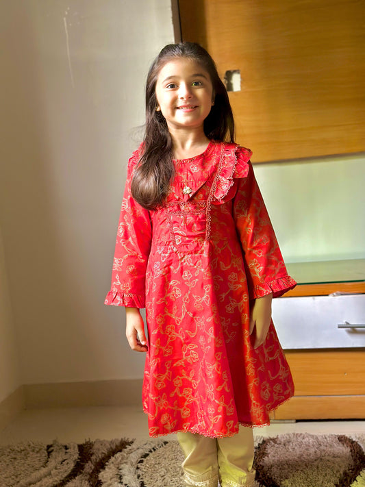 Imperial Red Short Frock KST 094