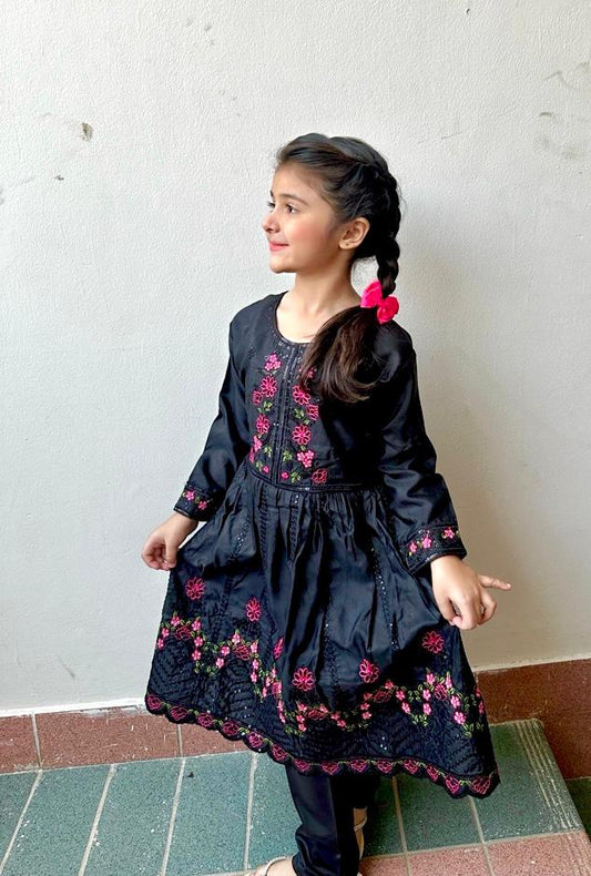 Black Multi Short Frock KST 092