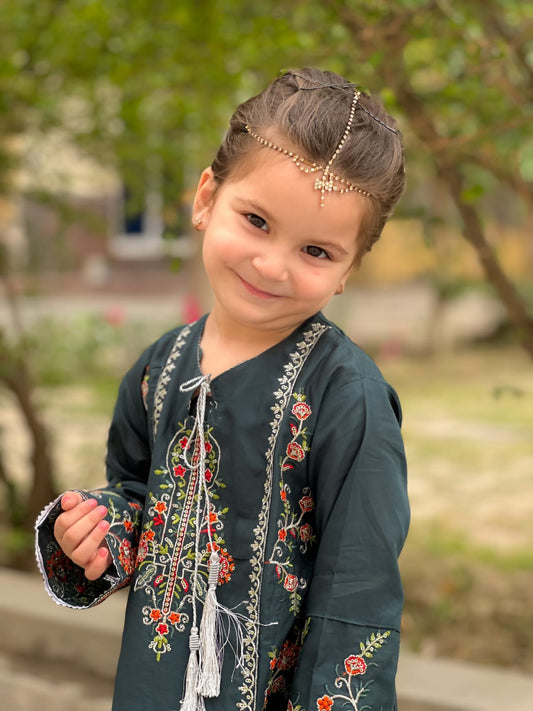 Bottle Green Shirt with Gharara KST 170