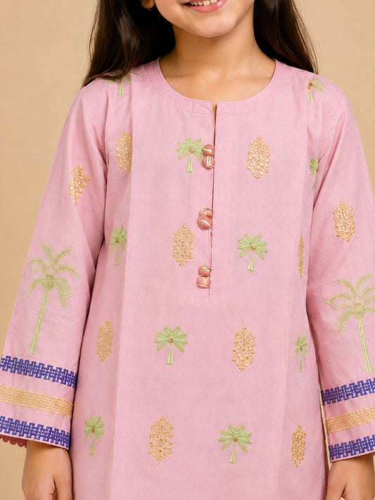 Bubblegum Pink Embroidered 2Pcs Kurta Set KST 218