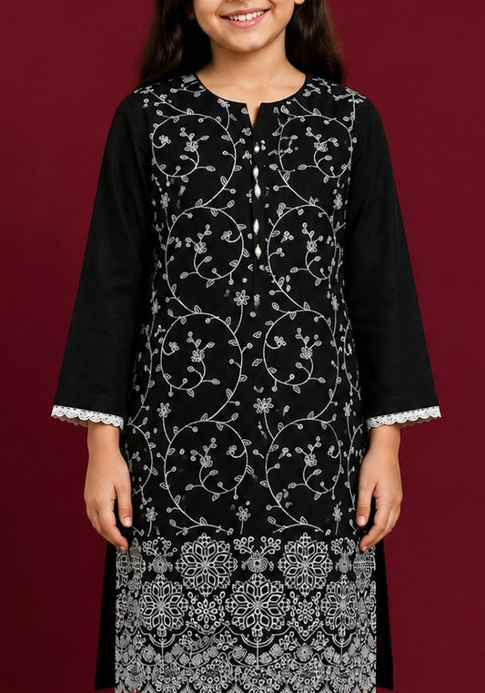 Smoke Black Embroidered 2Pcs Kurta Set KST 221