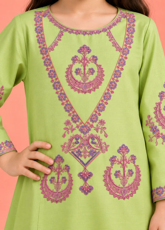 Yellow Embroidered Kurti With Flapper KST 216
