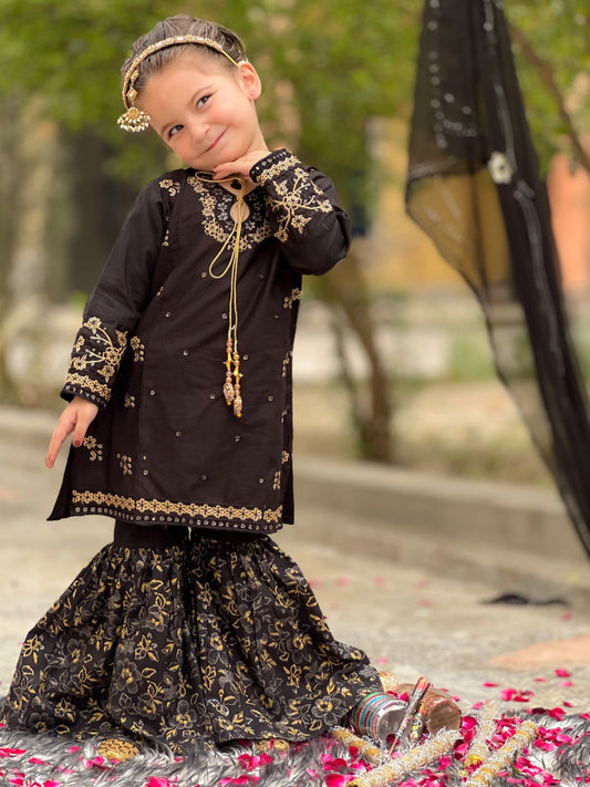 Pitch Black Shirt with Gharara KST 168