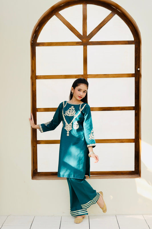 Sea Green Embroidered 2Pcs Suit KST 112