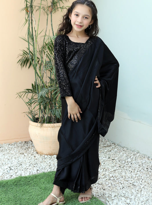 Black Sequence Saree SK 001