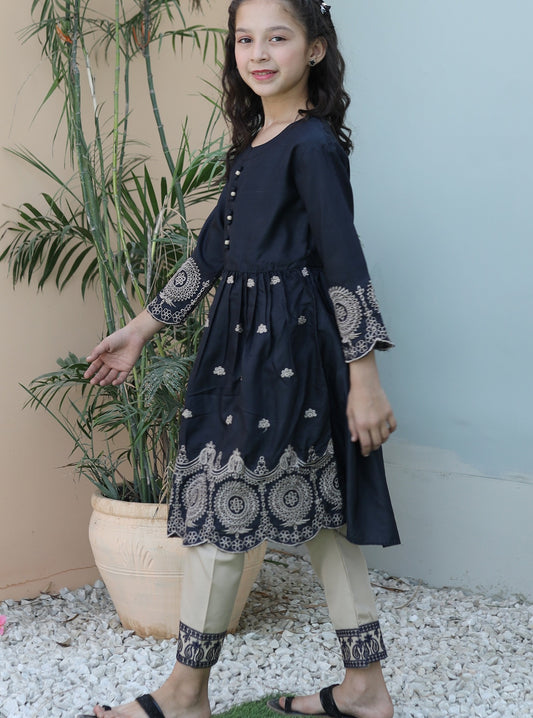 Charcoal Black Short Frock KST 093